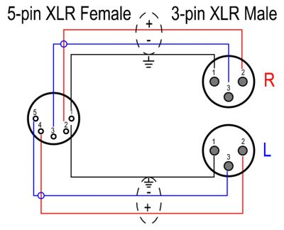 Stereo Balanced signal Splitter Cable wire diagram