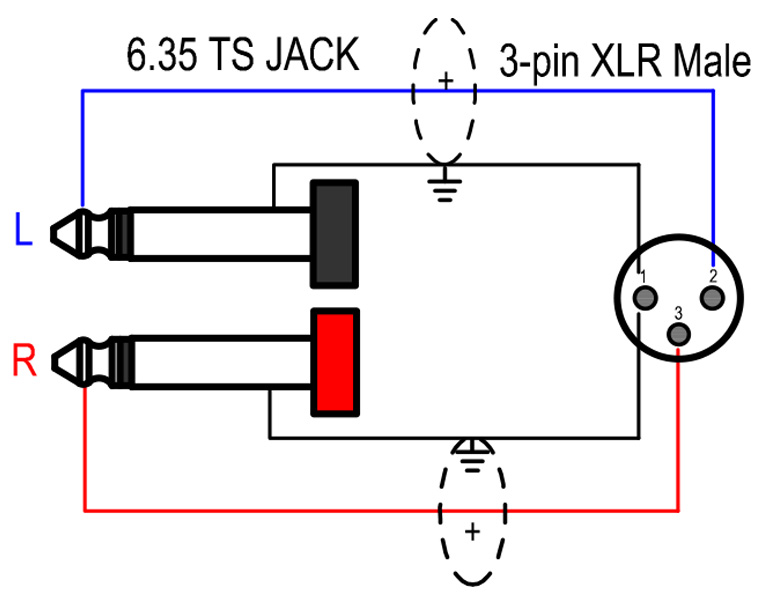 Stereo JACK Signal Combiner cable