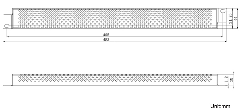 RP06S1U 19 inch Security Rack Panel wtih Perforated drawing