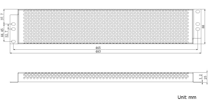 RP06S2U 19 inch Rack Security Panel wtih punched drawing