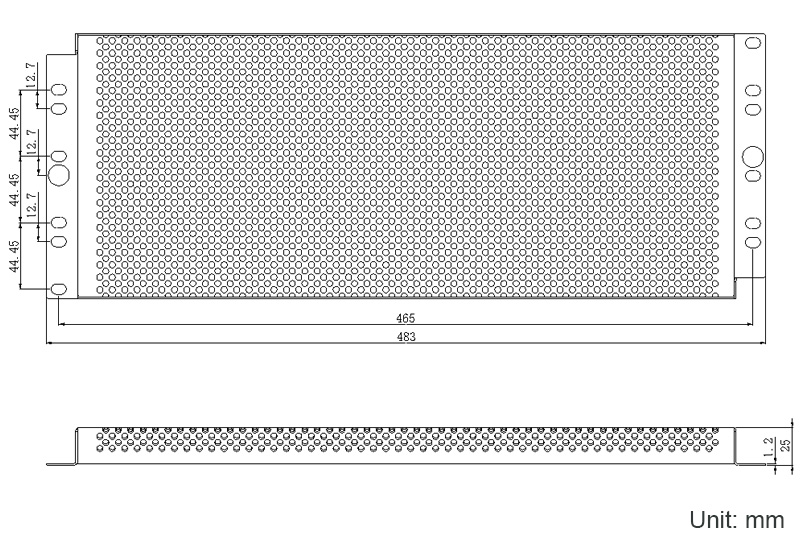 RP06S4U 4U 19 inch Rack security conver Paneldrawing