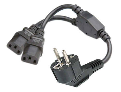 PC13 Y Power Splitter Cable – Schuko to 2 x C13