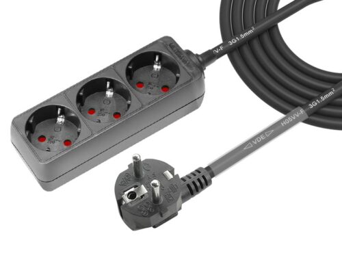 PCS315 3-Outlet Shucko socket power strip 1.5m cable length