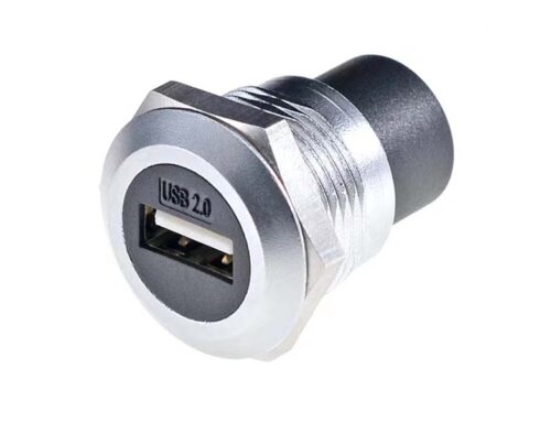 DAD13B USB 2.0 A Round panel mount coupler Black