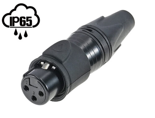 Waterproof 3-pin XLR female connector IP65 black