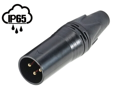 Waterproof 3-pin XLR male connector IP65 black