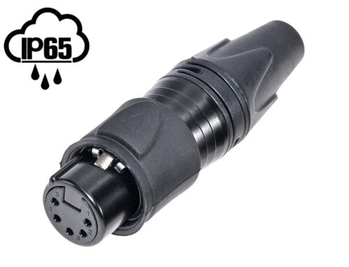 Waterproof 5-pin XLR female connector black IP65