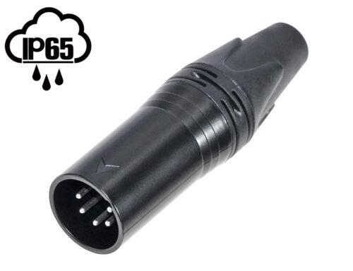 Waterproof 5-pin male XLR cable connector black IP65