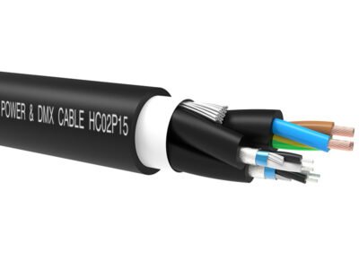 Combination cable Power 3x1.5 & double DMX hybrid cable HC02P15