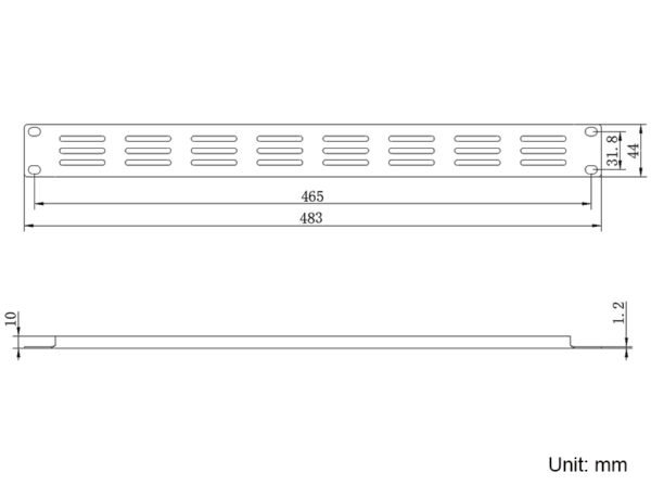 Rp03v1u 1u 19 Inch Flanged Vent Rack Panel - Steel - Propaudio