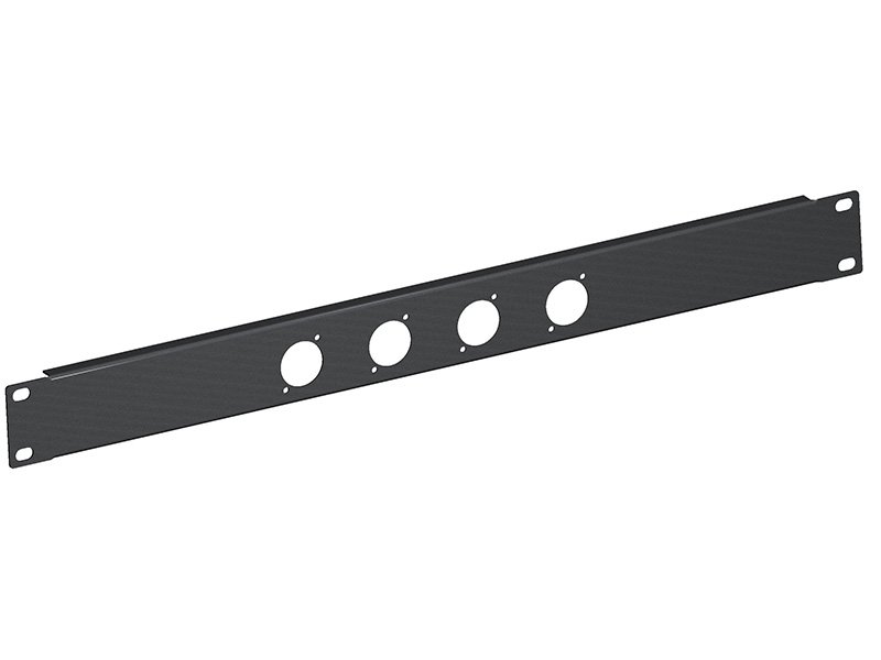 RP04X1U04R 1U 4-XLR Punch Rack Panels - Rotated 90° - PropAudio