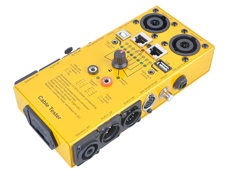 Cable tester for XLR, 6.3 mm jack, RCA, Din, Speakon, USB, RJ45 model CT-3