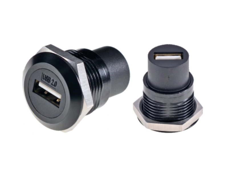 USB 2.0 C-shape panel mounting coupler black plated DAD13B