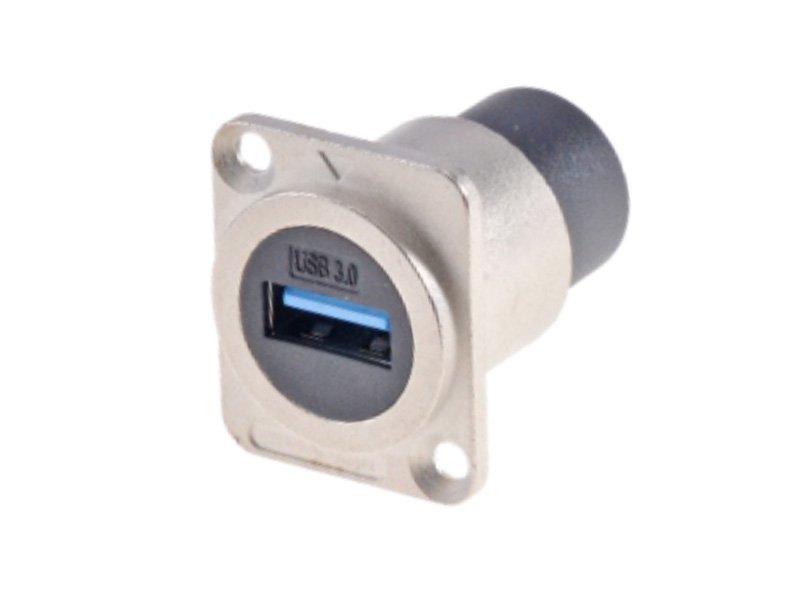 USB 3.0 D-shape panel mounting adaptor nickel plated DAD15