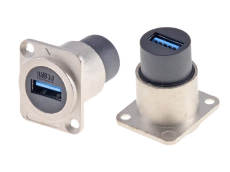 USB 3.0 D-shape panel mounting coupler nickel plated DAD15