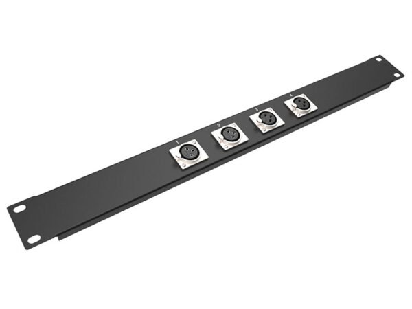 RPX1U04FR 1U 4x XLR female patch panel rotated 90° - PropAudio