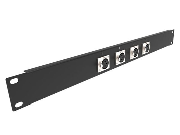 RPX1U04FR 1U 4x XLR female patch panel rotated 90° - PropAudio