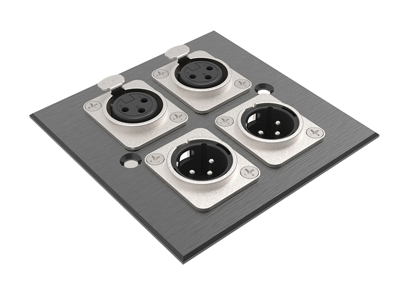 WP23XFM 4-port wall plate 4 x XLR chassis panel mounting - PropAudio
