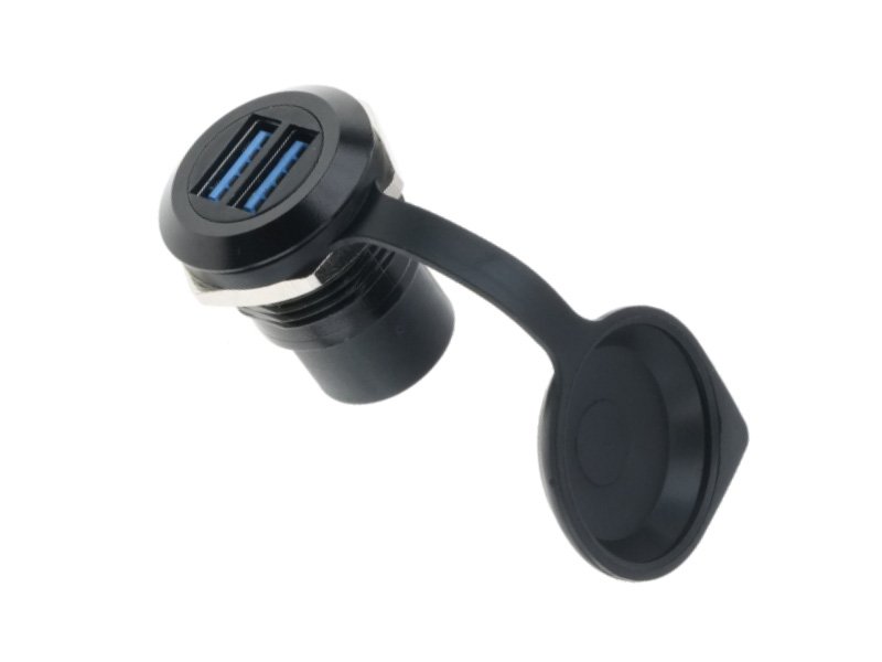 Double USB 3.0 C-shape panel mounting coupler Black housing DAD21