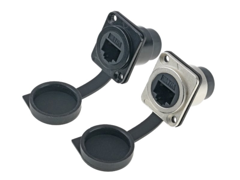 RJ45 D-shape CAT6A panel mounting with rubber cover DAD18AW