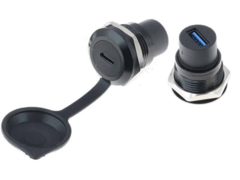 USB TYPE C to USB 3.0 C-shape panel mounting adaptor black housing DAD26W